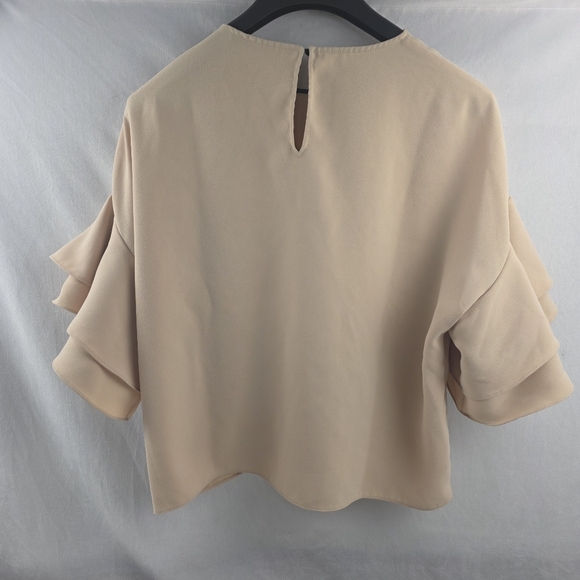 Zara Ruffle Sleeve Oversized Short Top Size Medium - Picture 4 of 6